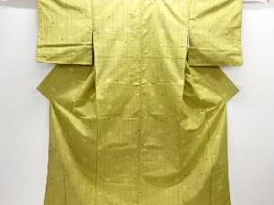 アンティーク　縞に絣柄織り出し手織り紬着物